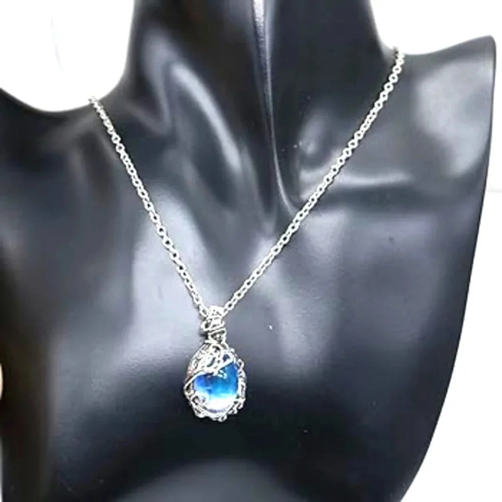 Aura Glass Moonstone Pendant Necklace